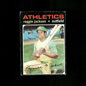 1971 Topps #20 Reggie Jackson Baseball Card Oakland Athletics WRITING ON BACK